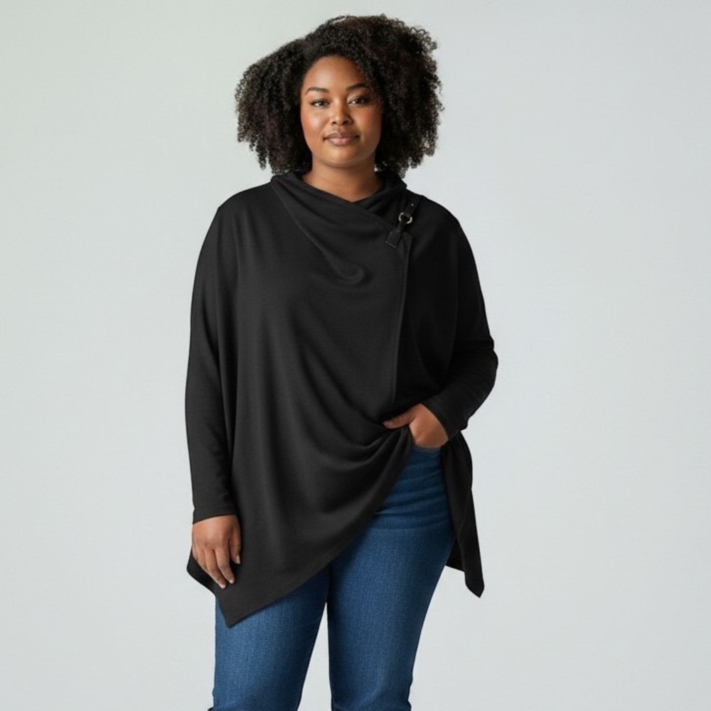 Preston & York Woman‎ Black Asymmetric Wrap Jacket 3X NWT